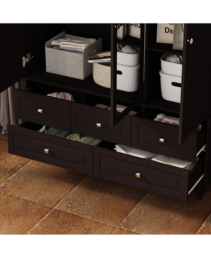 Homsee Big Wardrobe Armoires With Mirror, Drawers, Shelves.