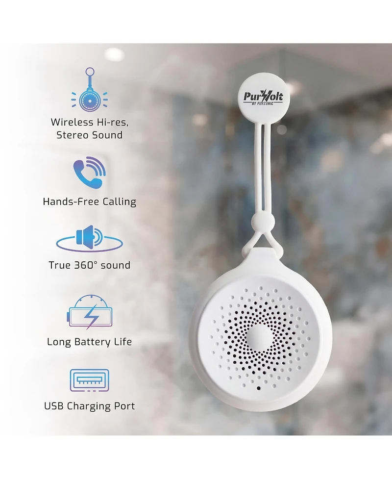 Pursonic Waterproof Wireless Speaker – Portable Bluetooth Shower Speaker