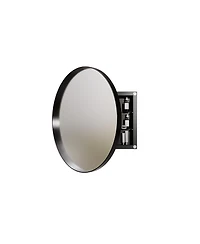 Busdays BUSDAYS23.6 Inch Round Surface Mount Bathroom Cabinet Metal Framed Mirror with Adjustable Shelves Bathroom Wall Storage