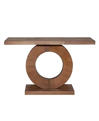 Flynama 53.2in Modern Minimalist Wooden Console Table Circular Base For Entryway Living Room Hallway