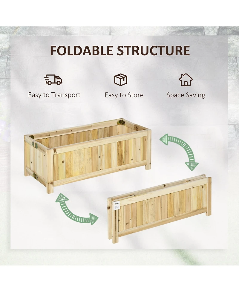 28''x12'' Foldable Raised Garden Bed Wood Planter Flower Planting Box