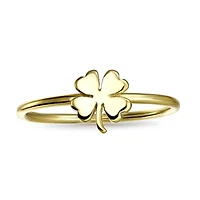 Bling Jewelry Minimalist Gold Plated .925 Sterling Silver Irish Shamrock Four Leaf Clover Midi Knuckle 1MM Band Stackable Ring