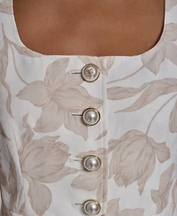 Karl Lagerfeld Paris Women's Scoop Neck Woven Vest