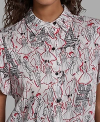 Karl Lagerfeld Paris Women's Collared Button-Front Top