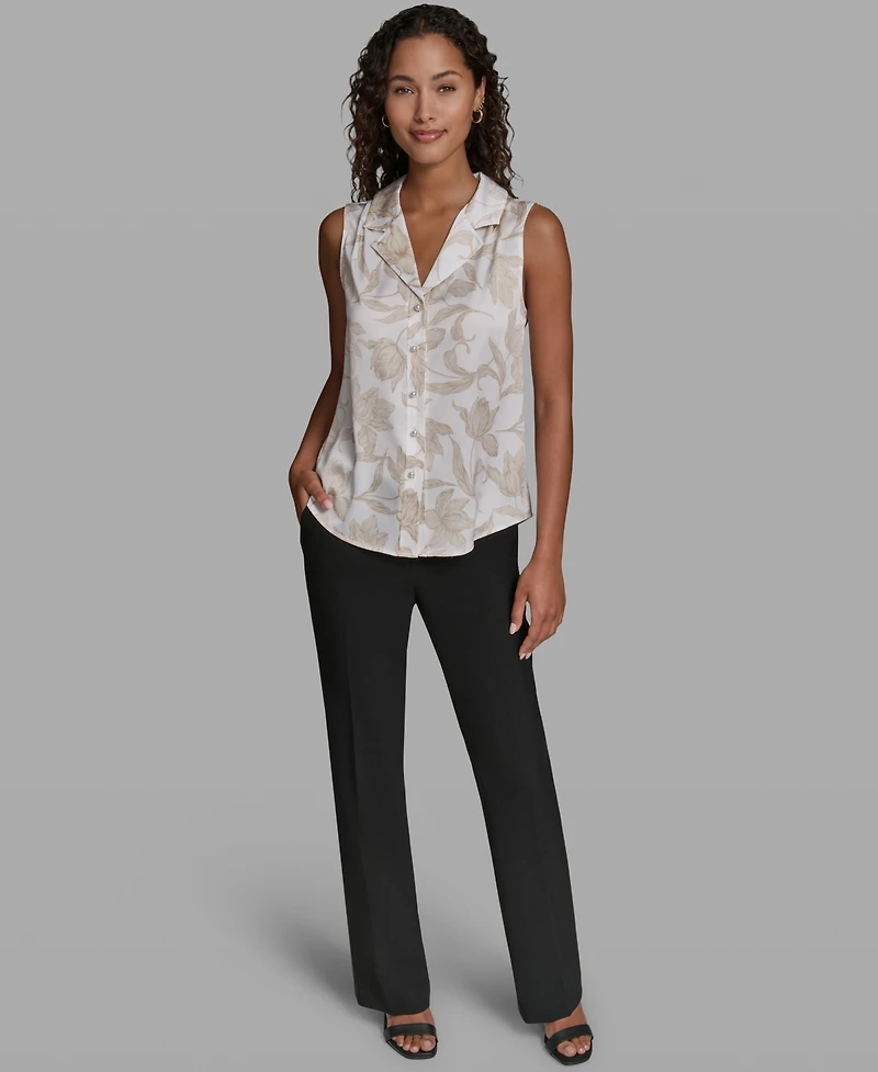 Karl Lagerfeld Paris Women's Sleeveless Collared Top