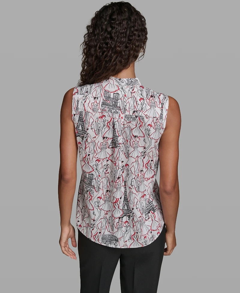 Karl Lagerfeld Paris Women's Sleeveless Printed Top