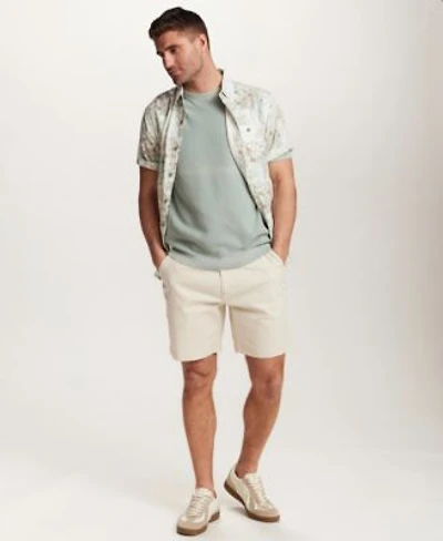 Weatherproof Vintage Mens Short Sleeve Button Down Linen Rayon Print Shirt Short Sleeve Brick Crewneck Sweater Regular Fit Stretch Twill 8 Shorts