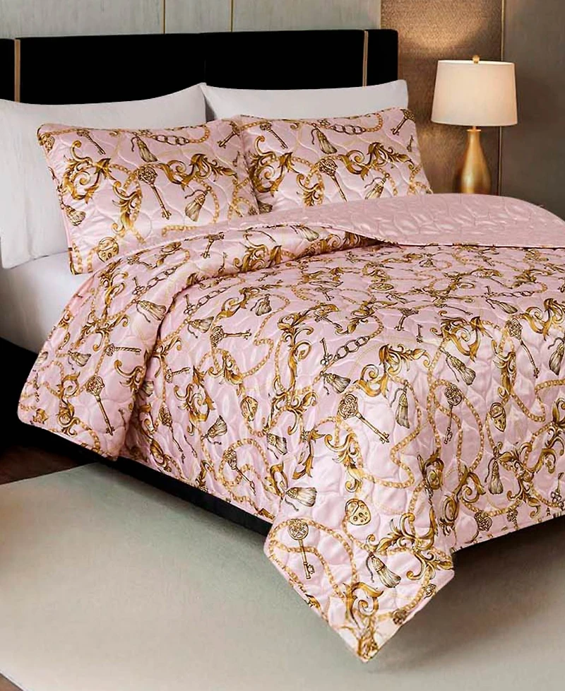 Baby Phat Printed Satin Chain 3-Pc. Quilt Set, King