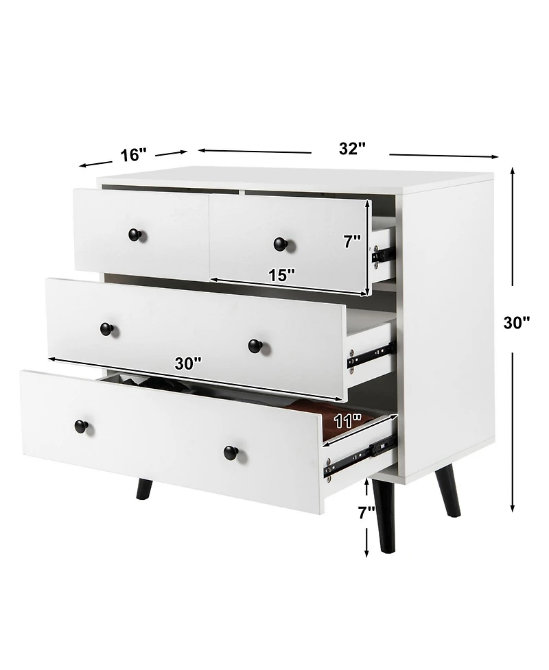 sumyeg 4 Drawers Dresser Chest of Drawers Free Standing Sideboard Cabinet