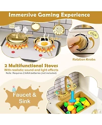 Slickblue Kids Toy Kitchen Set with Cooking Stove and Water Dispenser Playset