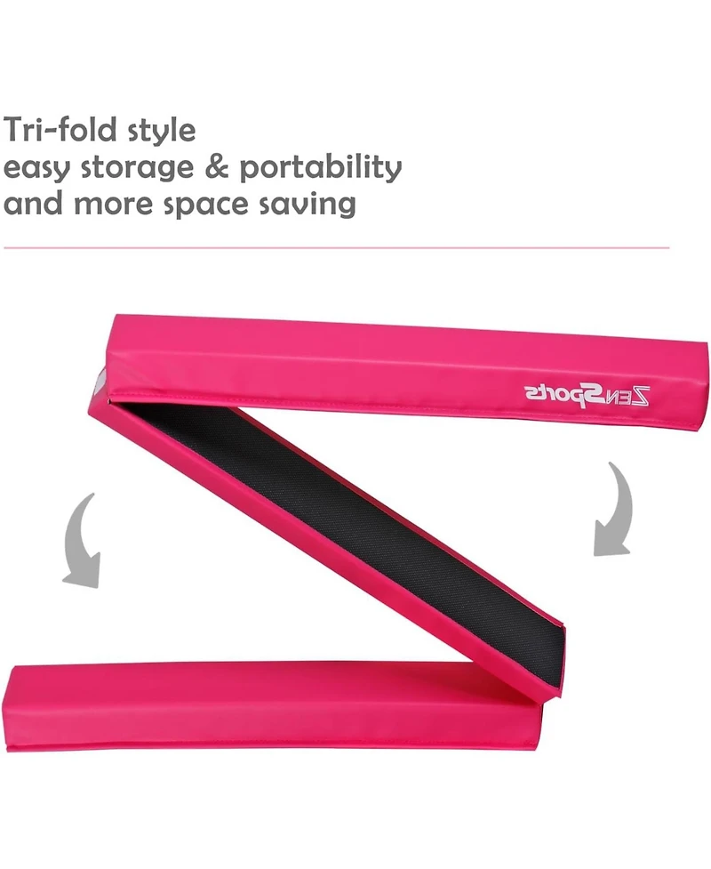 Zeny 9ft Folding Gymnastics Balance Beam for Kids, Floor Balance Beam Bar with Anti-Slip Base Extra Firm Foam Walking Beams Home