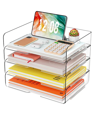 Gnuadz 4-Tier Paper Organizer Stackable Letter Tray