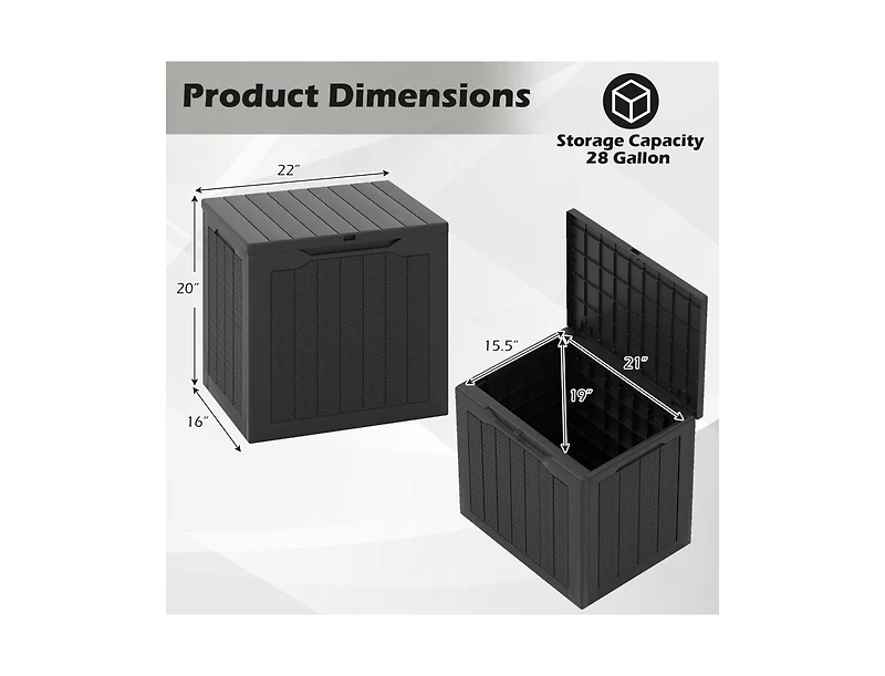 Clihome Outdoor Storage Box 25 Gallon Deck with Lockable Lid and Wicker-woven