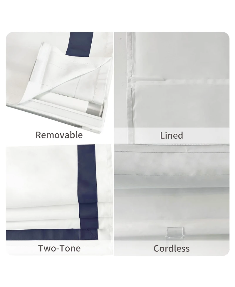 Shadisfy Cordless Pull Down Blackout Roman Shade with Ribbon Border