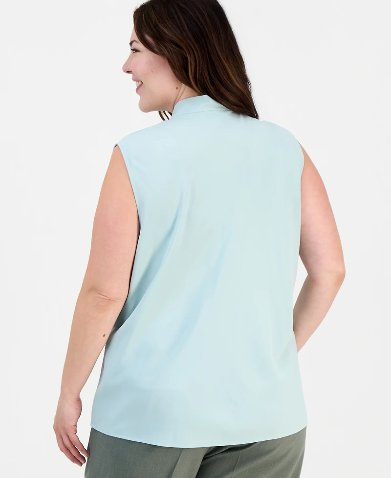 Kasper Plus Tie-Neck Sleeveless Top