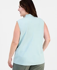 Kasper Plus Tie-Neck Sleeveless Top