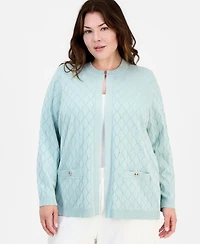 Kasper Plus Diamond Stitch Cardigan