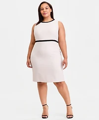 Kasper Plus Colorblocked Sleeveless Sheath Dress