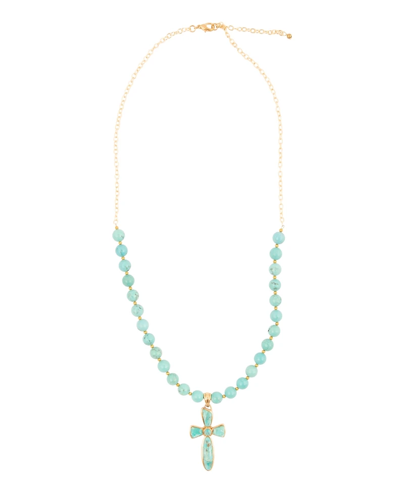 Barse Las Cruces Blue Turquoise Cross Pendant Necklace