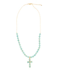 Barse Las Cruces Blue Turquoise Cross Pendant Necklace