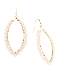Barse White Mother of Pearl Tear Drop Golden Loop Earrings