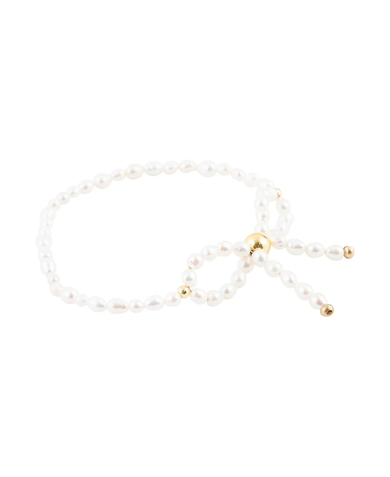 Barse White Freshwater Pearl Bow Stretch Bracelet
