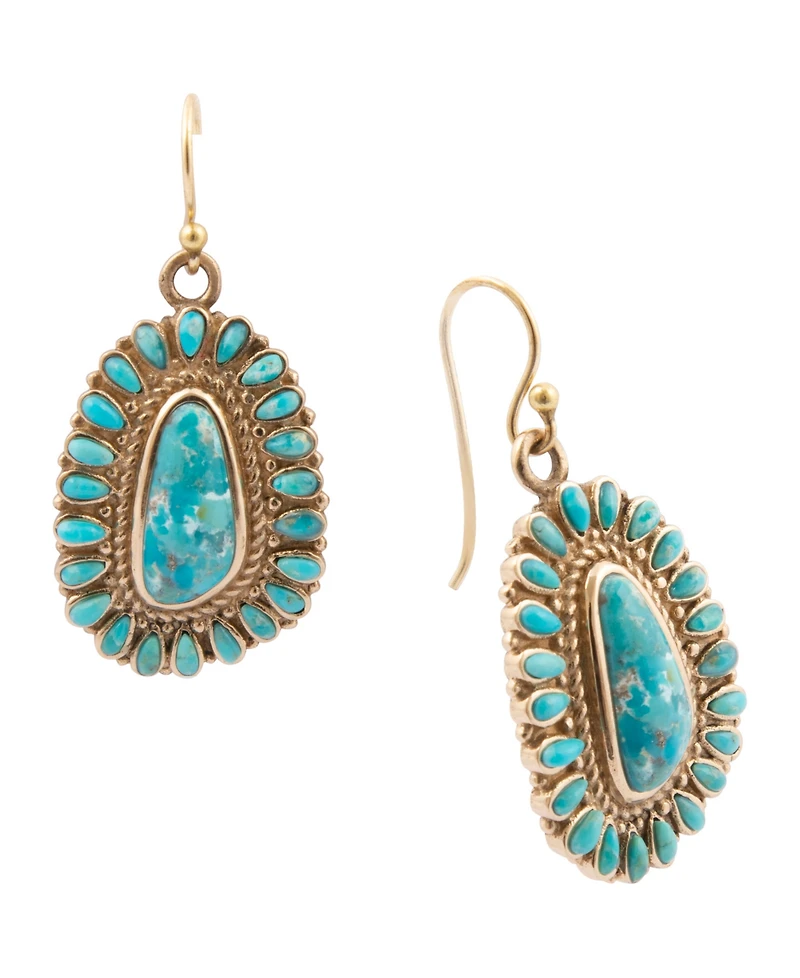 Barse Sedona Blue Turquoise Golden Drop Earrings