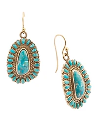 Barse Sedona Blue Turquoise Golden Drop Earrings