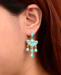 Barse Blue Turquoise Leather Golden Cuff Bracelet