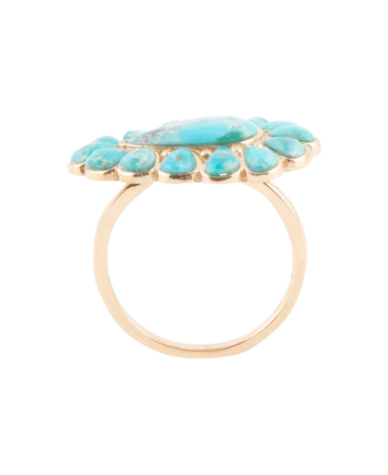 Barse Durango Blue Turquoise Golden Statement Ring