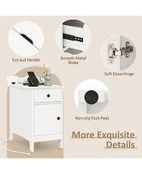 sumyeg Flip Top End Table with Charging Station Usb Ports Outlets and Drawer