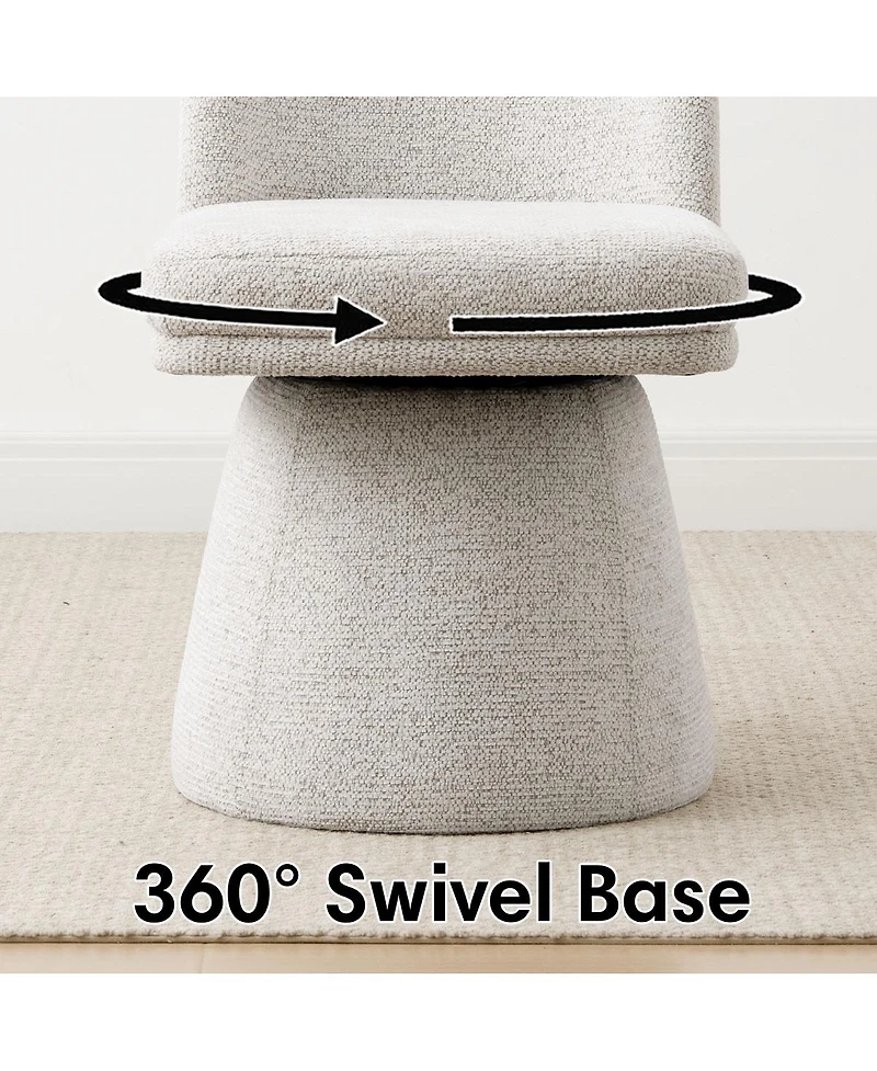 Maison Boucle Modern Armless Upholstered Fabric 360 Swivel Dining Chair 1 Piece