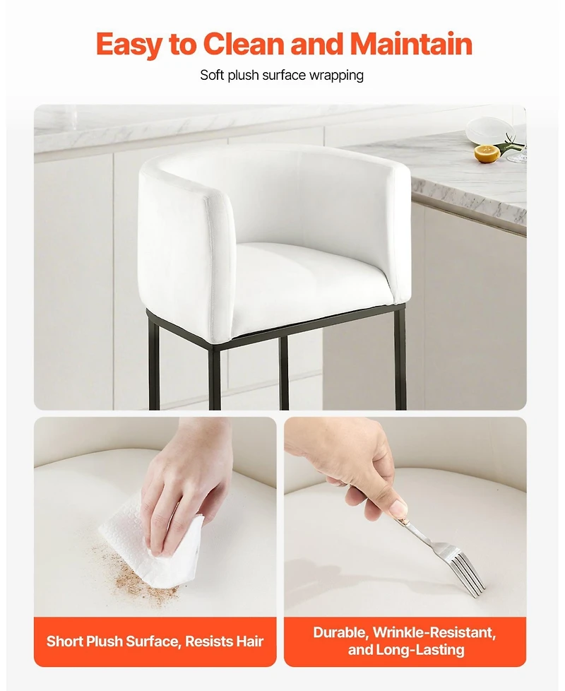 Gouun 25 in Counter Height Fabric Bar Stool Set of 3 with Backrest, Arm, Metal Frame, and Footrest