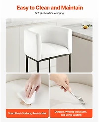 Gouun 25 in Counter Height Fabric Bar Stool Set of 3 with Backrest, Arm, Metal Frame, and Footrest