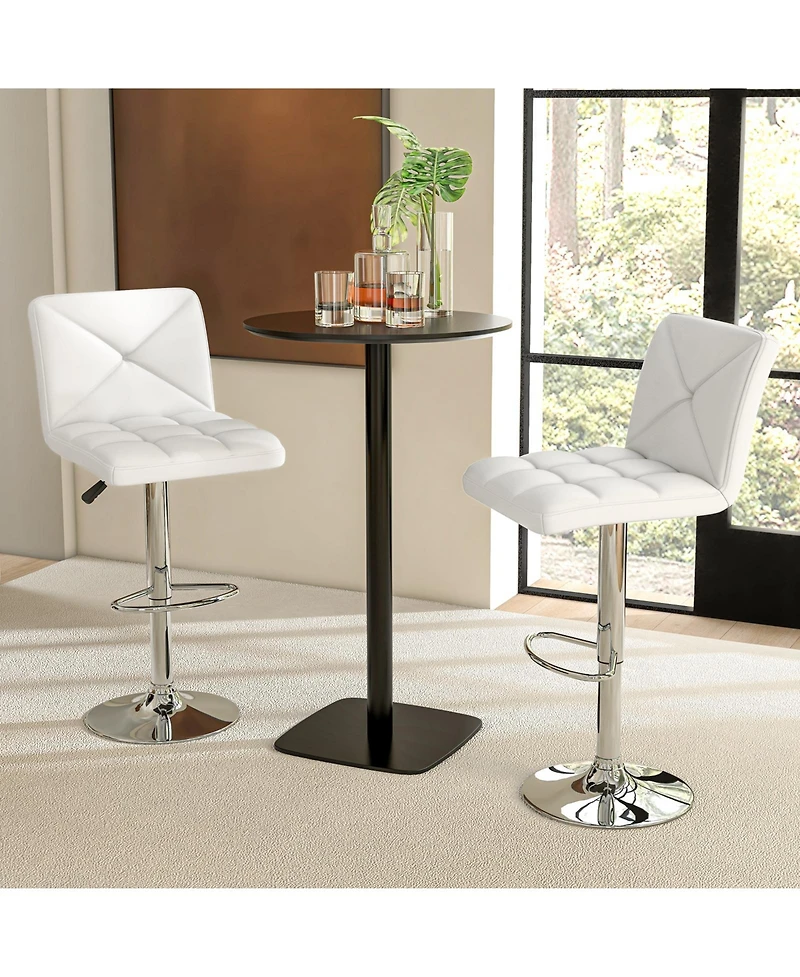 Gouun Adjustable Height Upholstered Swivel Bar Stool Set of 2 with Back