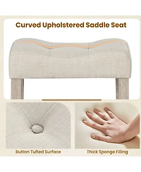 Gouun 24 in Upholstered Counter Height Saddle Bar Stool Set of 2 with Curved Tufted Seat