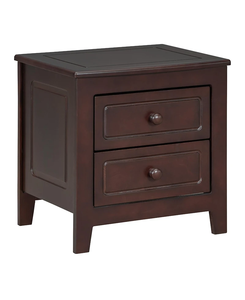sumyeg Mid Century Retro Nightstand with 2 Drawers, Classic Bedside Table for Bedroom