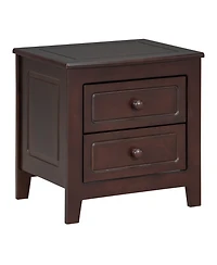 sumyeg Mid Century Retro Nightstand with 2 Drawers, Classic Bedside Table for Bedroom