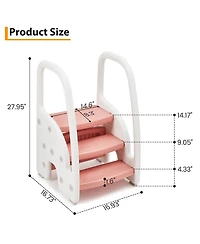 gaomon Toddler 3 Step Stool, Plastic Children Learning Helper Stool with Side Handles for Bathroom Sink