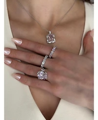 Suzy Levian Sterling Silver Cubic Zirconia Cushion Cut Eternity Band