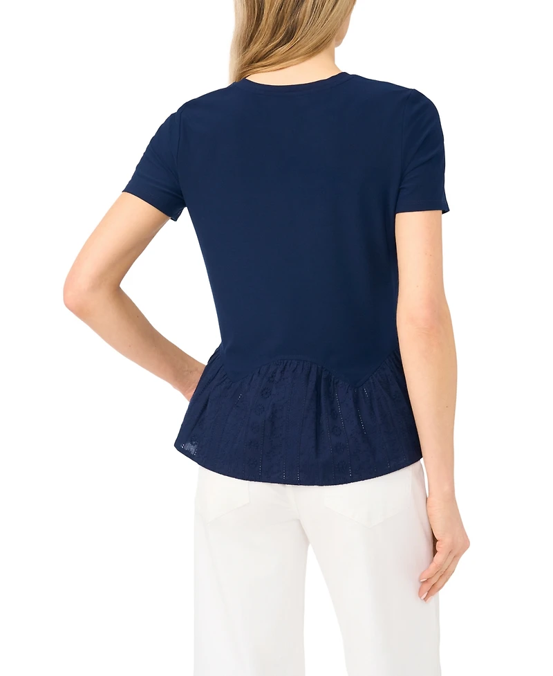 CeCe Women's Short-Sleeve Crewneck Knitted Top