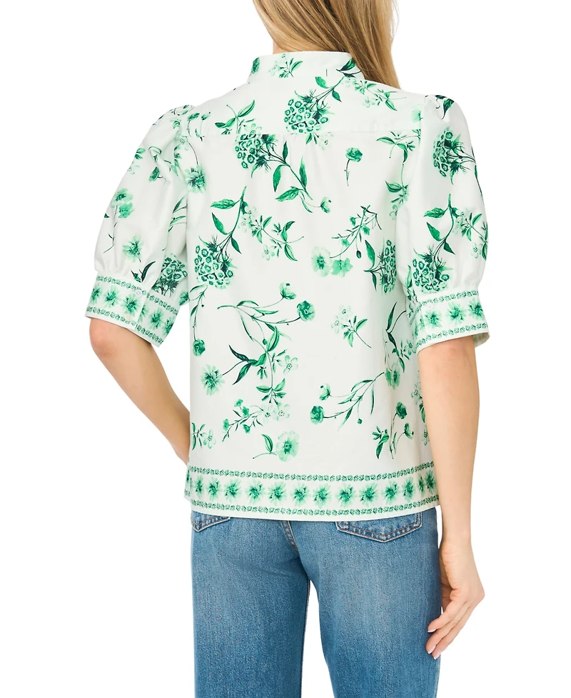 CeCe Women's Short-Sleeve Collared Button-Up Shirt