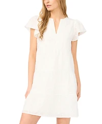 CeCe Women's Short-Sleeve Split Neck Ruffle Tiered Dress