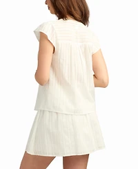 Bcx Women's Solid Dobby Stripe V-Neck Top