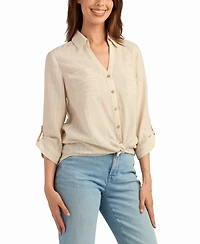 Bcx Women's Stripe Button-Up Shirt