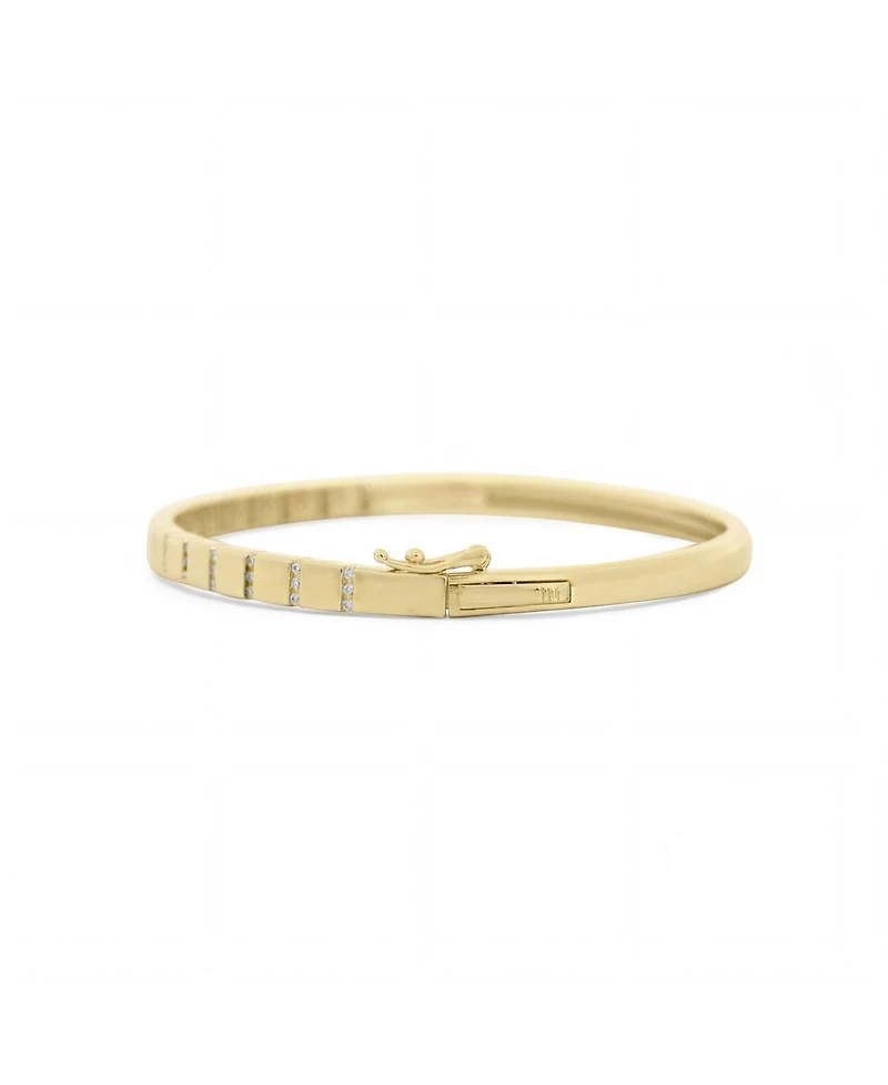 The Lovery Ribbed Cz Bangle 14K Gold Plated Sterling Silver