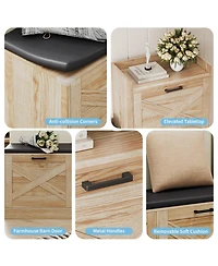 homfan Shoe Storage Bench with 4 Flip Drawers and Padded Seat for Entryway