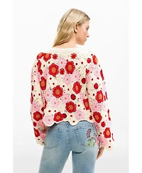 Desigual Women's Crochet flower sweater