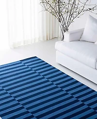 Lauren Ralph Lauren Ludlow Stripe LRL7350B Chambray 5' X 8' Area Rug