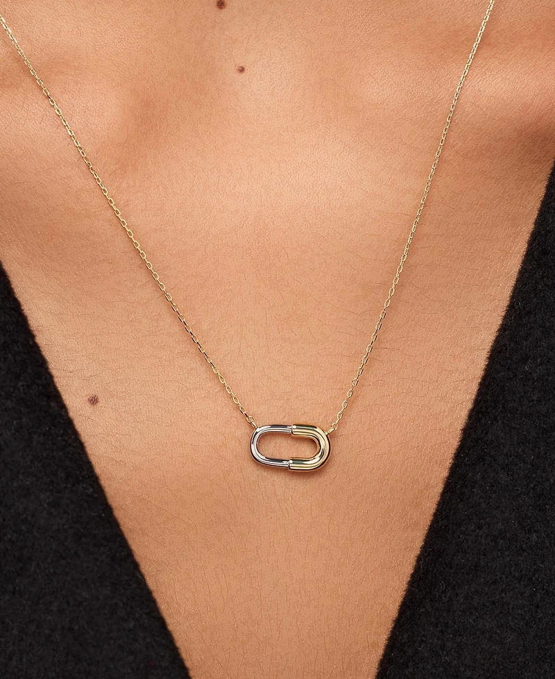 Ana Luisa Blake Two-Tone Micropave Gold Pendant Necklace